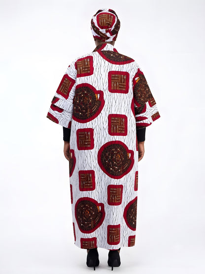 Long African Print Kimono for Women | One Size