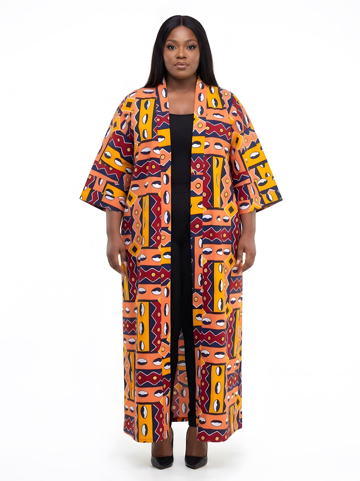 Long African Print Kimono for Women | One Size