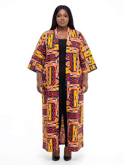 Long African Print Kimono for Women | One Size