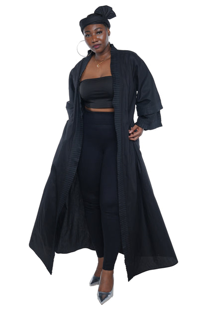 Long Pleated Long Duster | Robe | Kimono