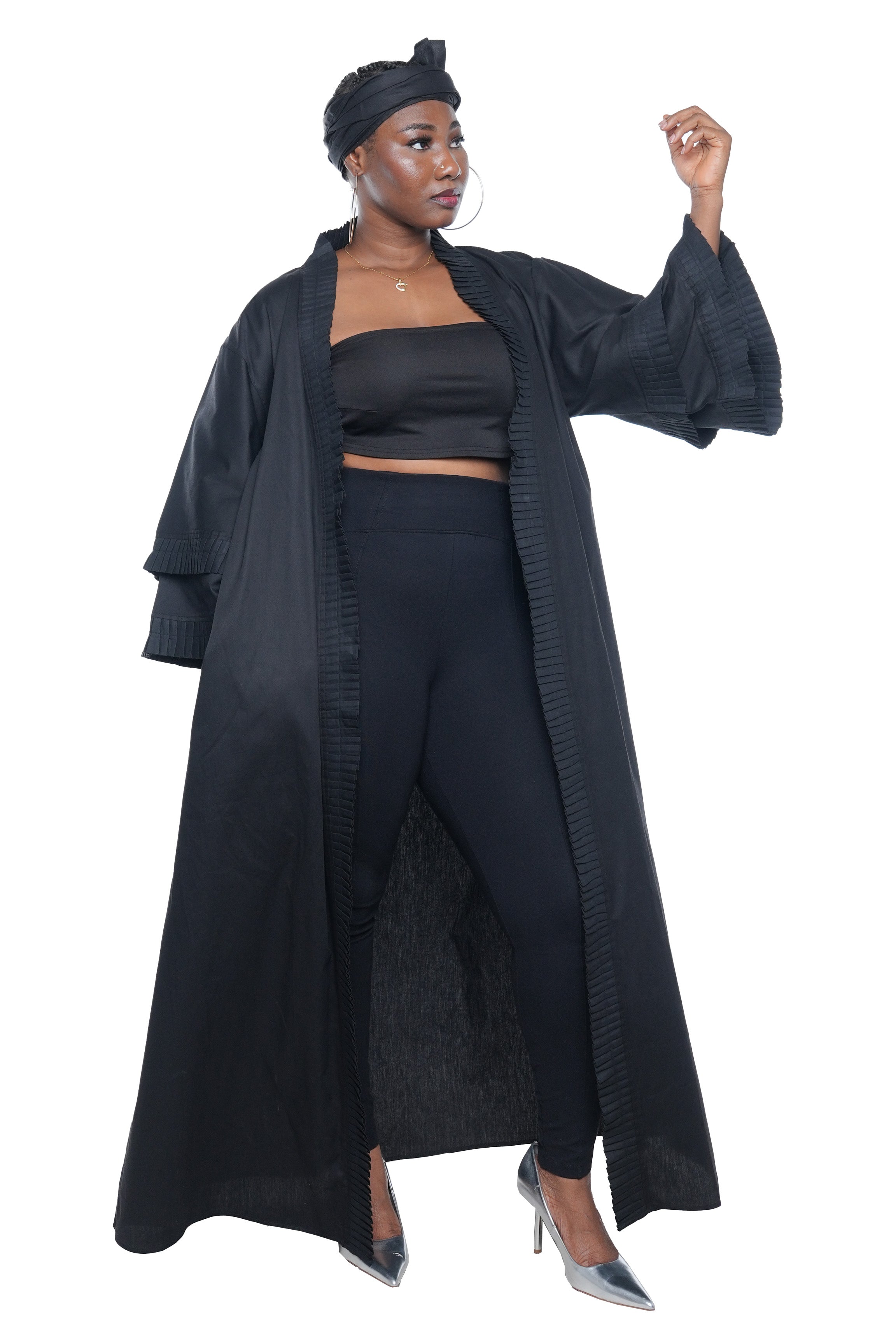 Long Pleated Long Duster | Robe | Kimono