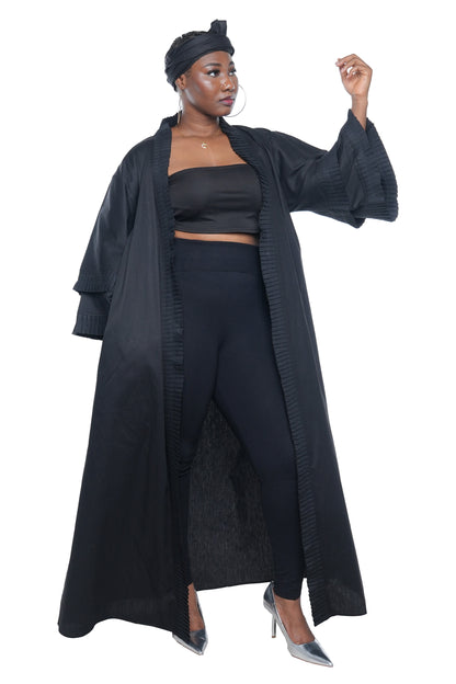Long Pleated Long Duster | Robe | Kimono
