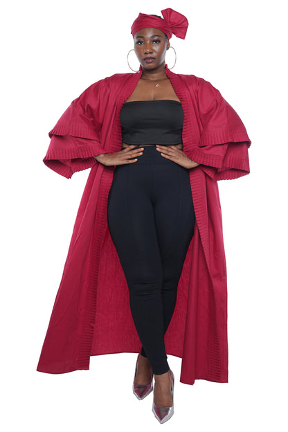Long Pleated Long Duster | Robe | Kimono