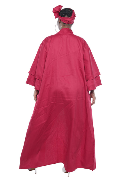 Maroon Pleated Long Duster | Robe | Kimono