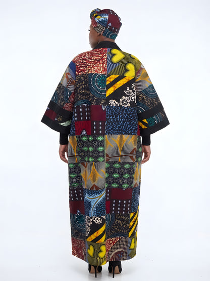 Long African Print Kimono for Women | One Size
