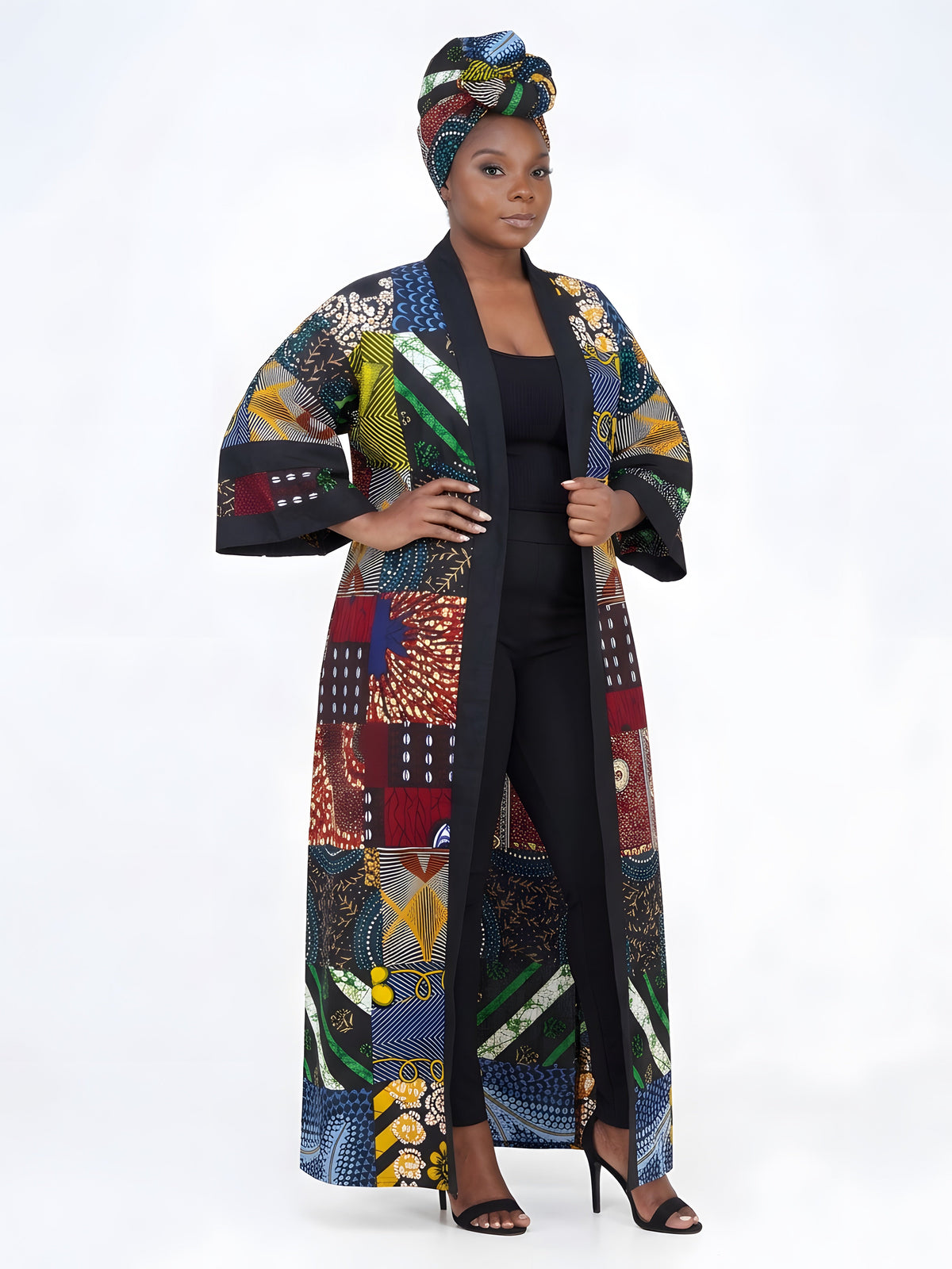 Long African Print Kimono for Women | One Size