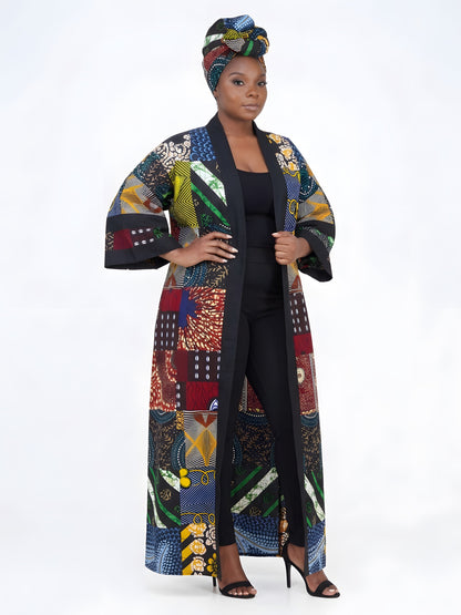 Long African Print Kimono for Women | One Size