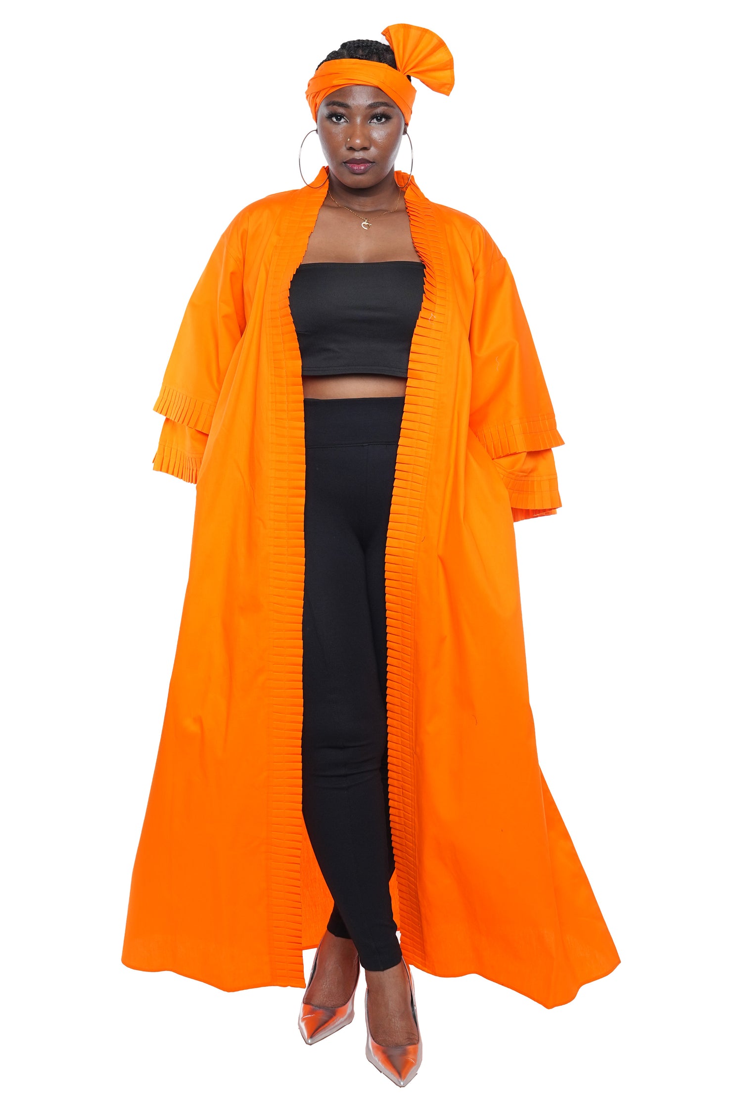 Long Pleated Long Duster | Robe | Kimono