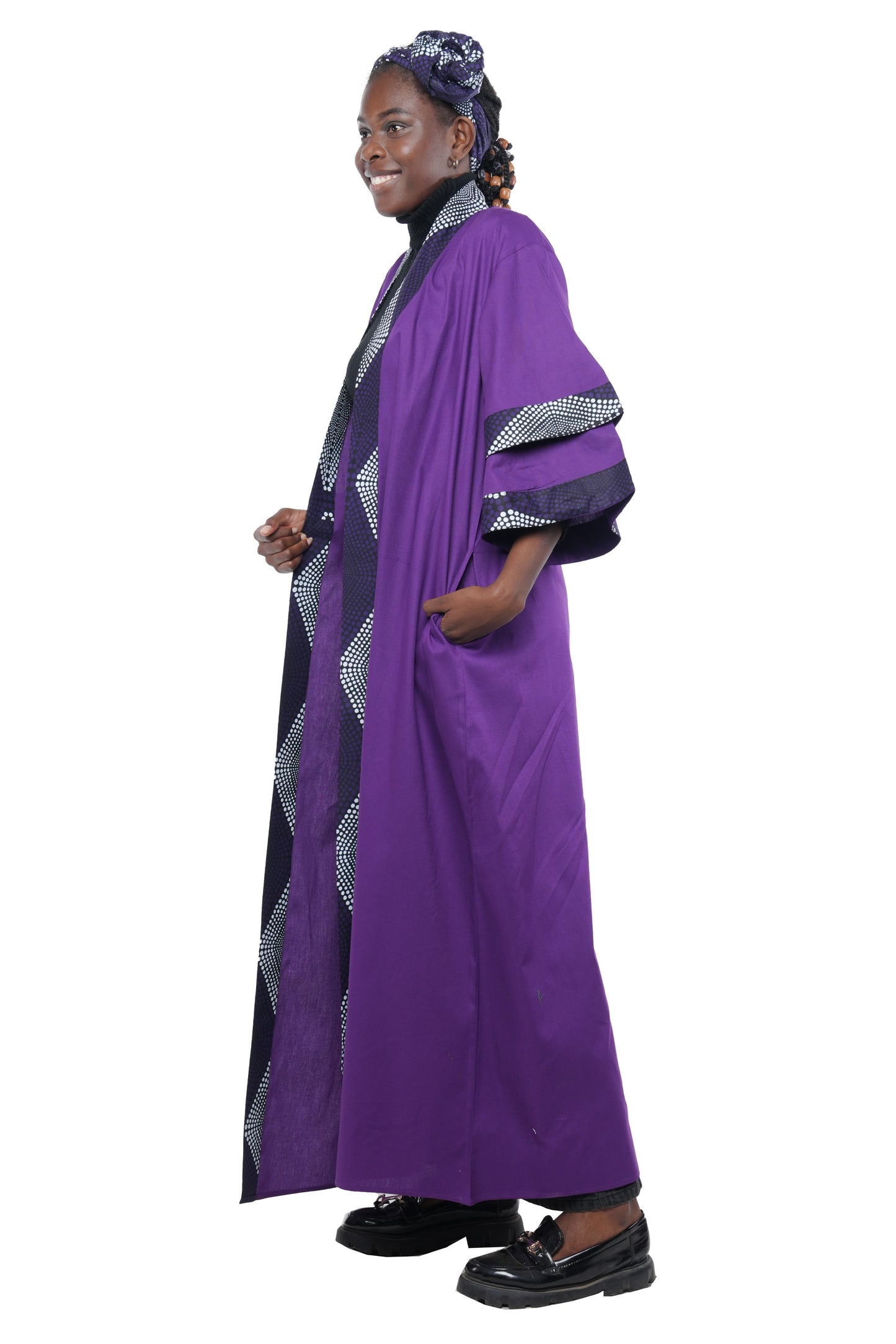 African Purple Long Kimono Jacket