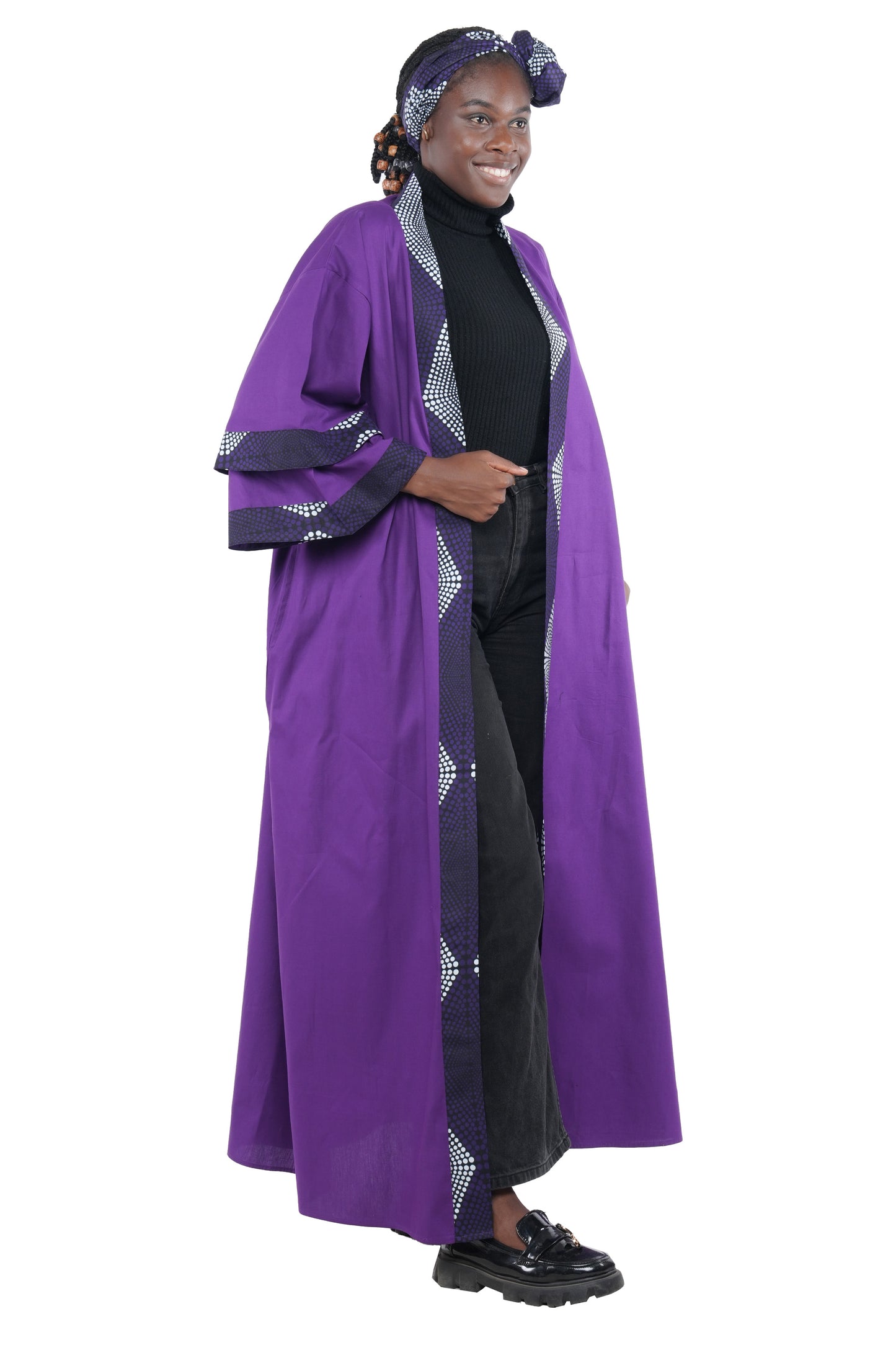 African Purple Long Kimono Jacket