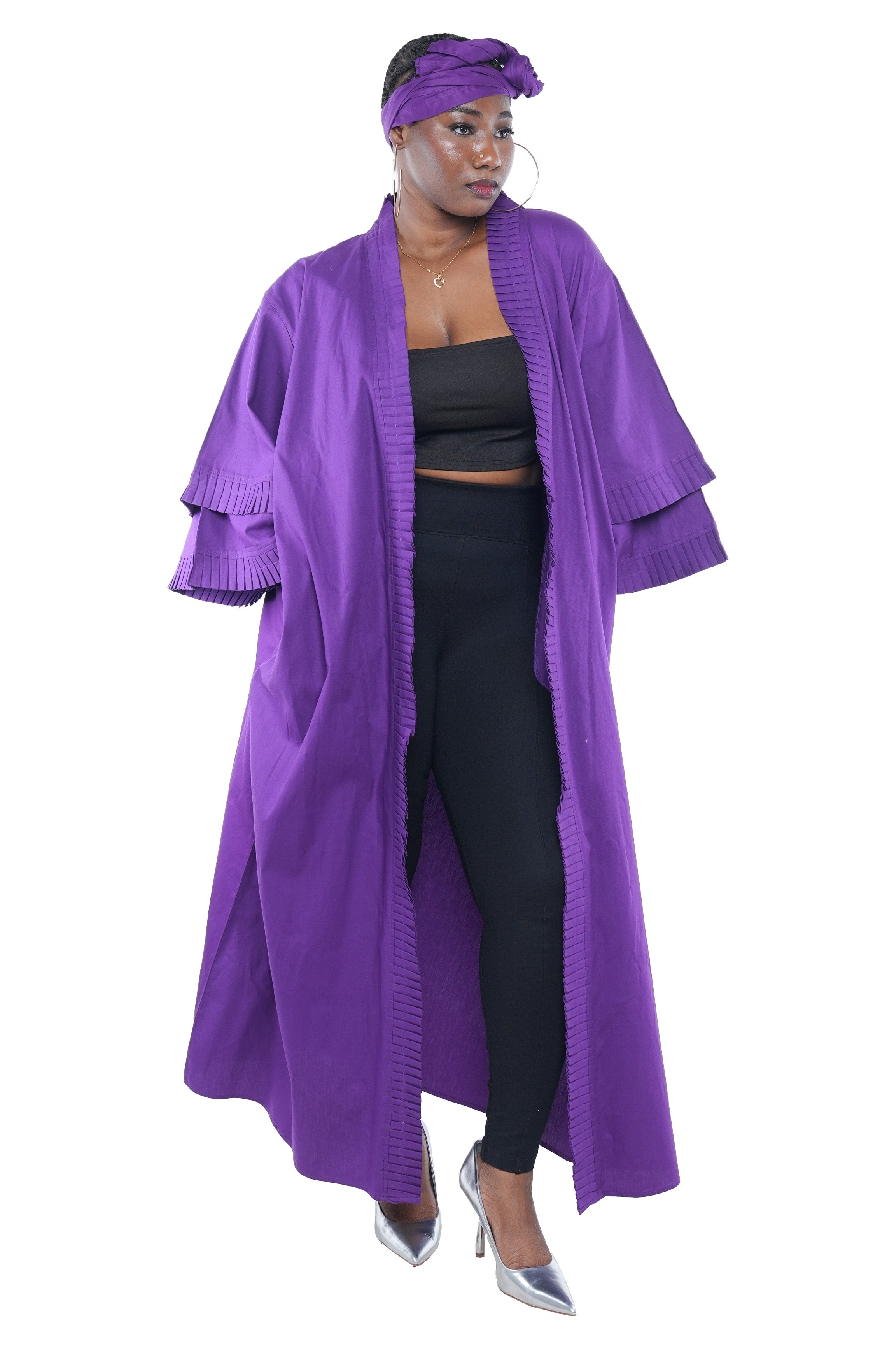 Long Pleated Long Duster | Robe | Kimono