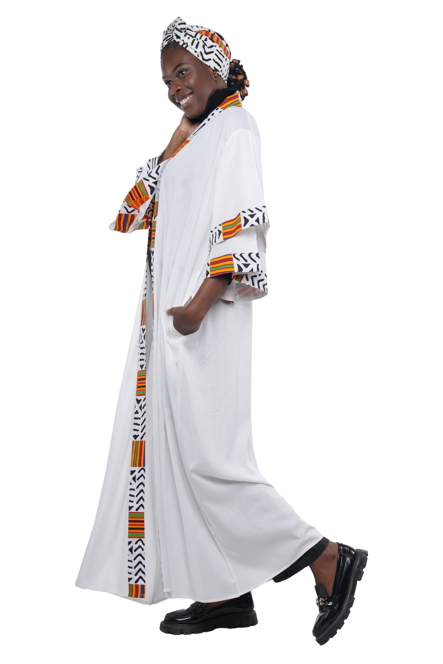 African White Long Kimono Jacket