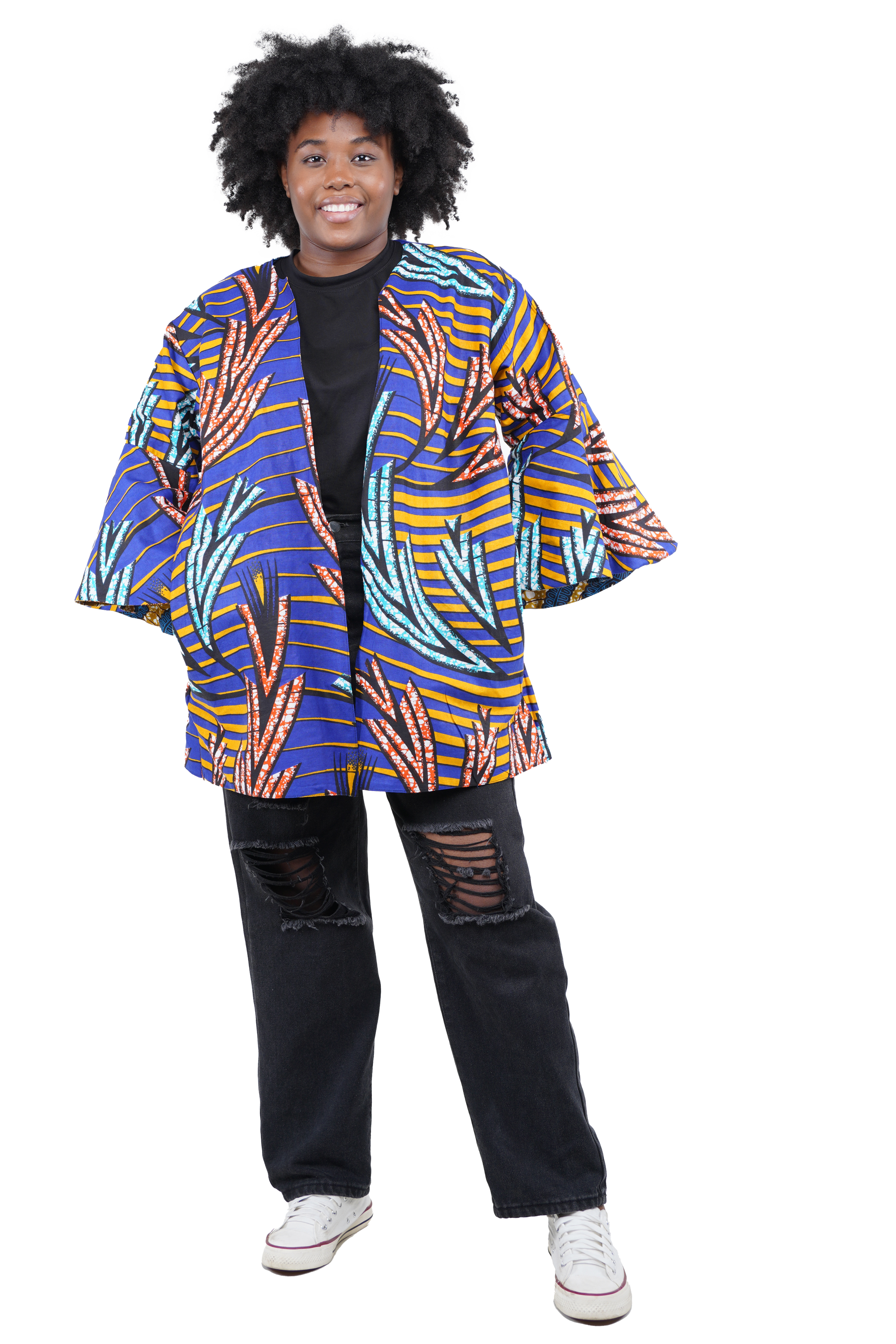 Reversible African Jacket Duster Short Coat Afrocentric Attire for Women