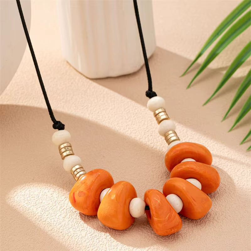 Orange Beaded Statement Necklace