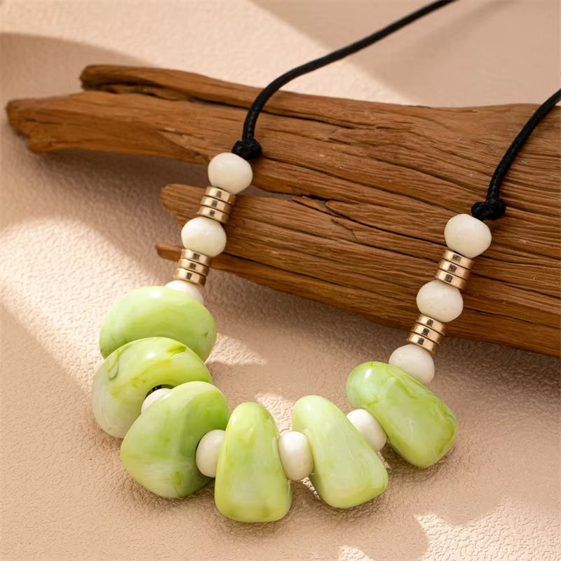 Green Beaded Statement Necklace