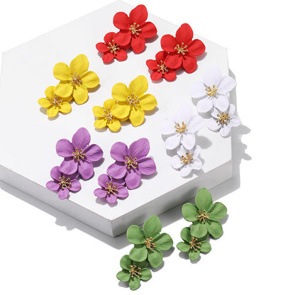 Gold Plated Metal Floral Stud Earrings | 5 Colors