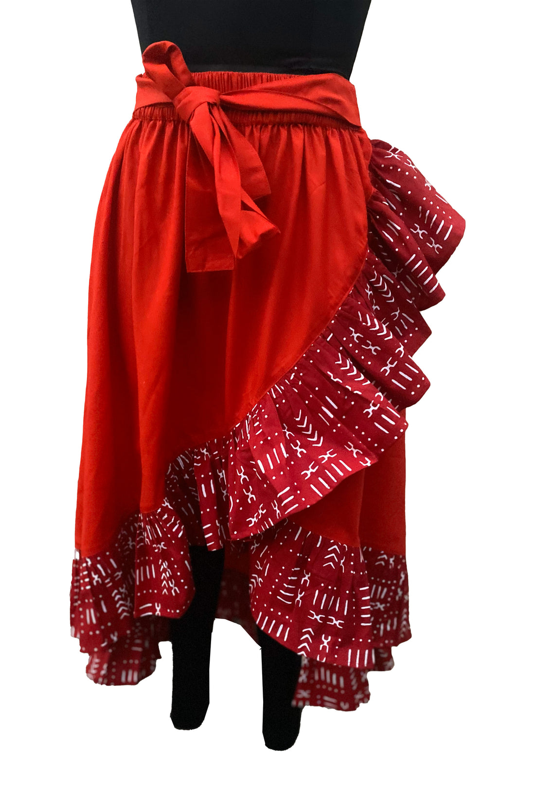 African Trim High Low Ruffled Skirt