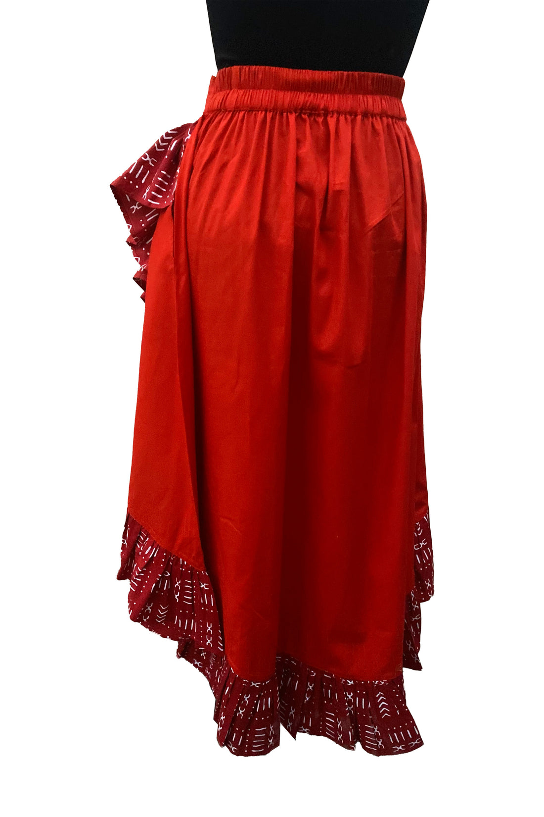 African Trim High Low Ruffled Skirt