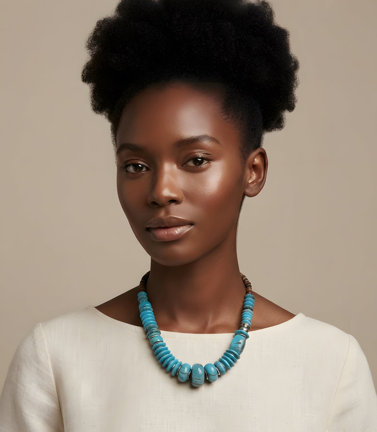 Blue Acrylic Chunky Beaded Statement Necklace