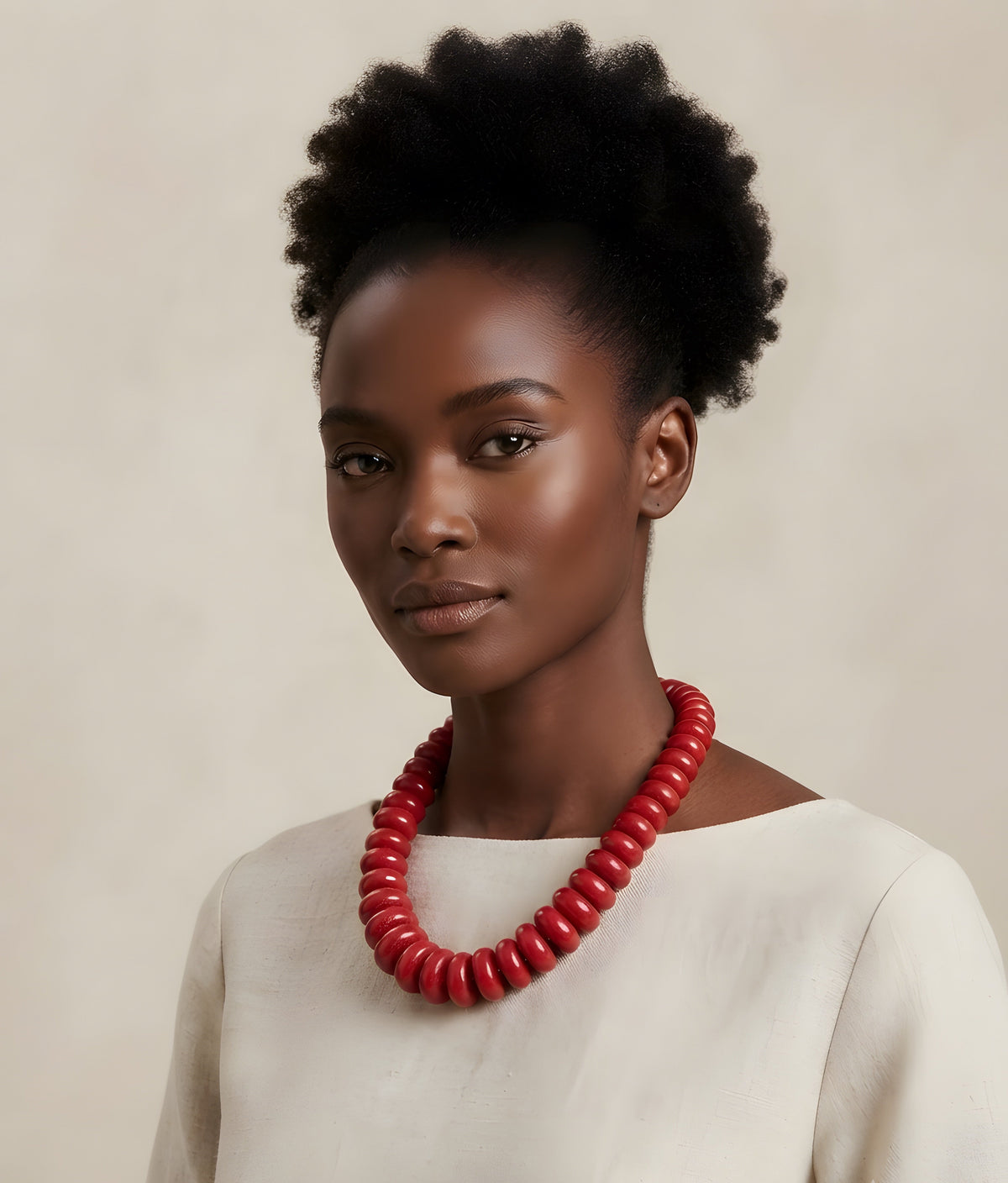 Red Acrylic Chunky Beaded Statement Necklace
