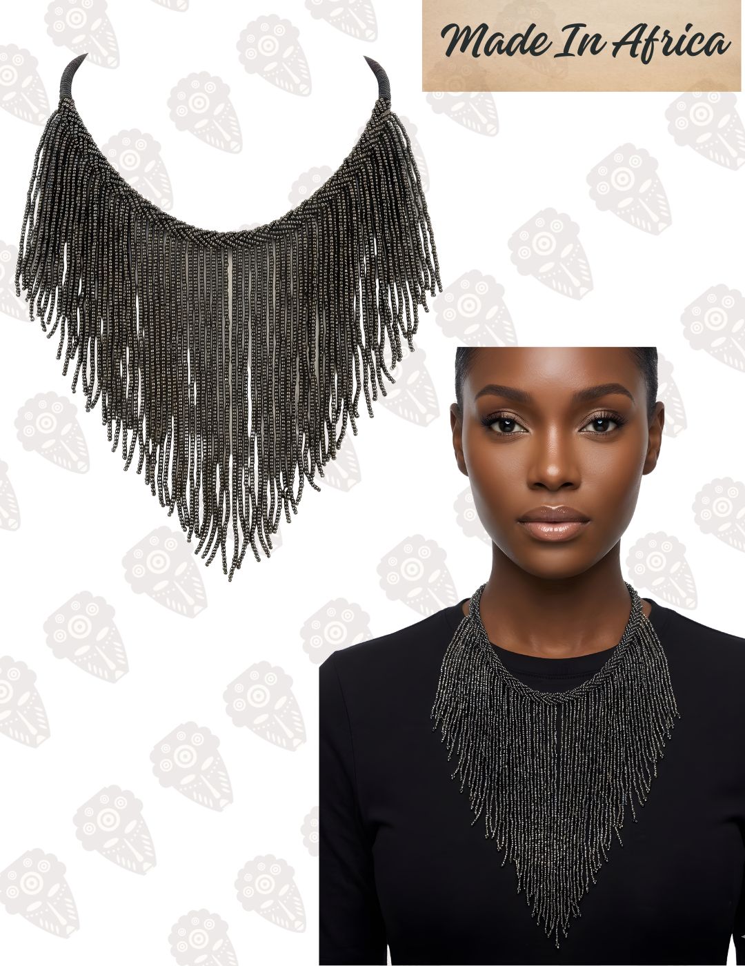 Handcrafted African Beaded Statement Necklace | 6 Colors