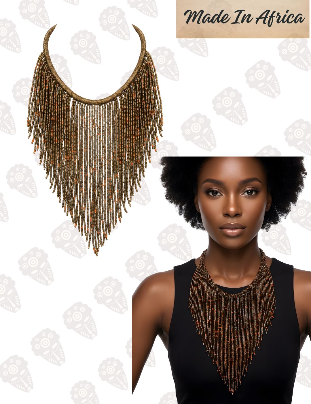 Handcrafted African Beaded Statement Necklace | 6 Colors