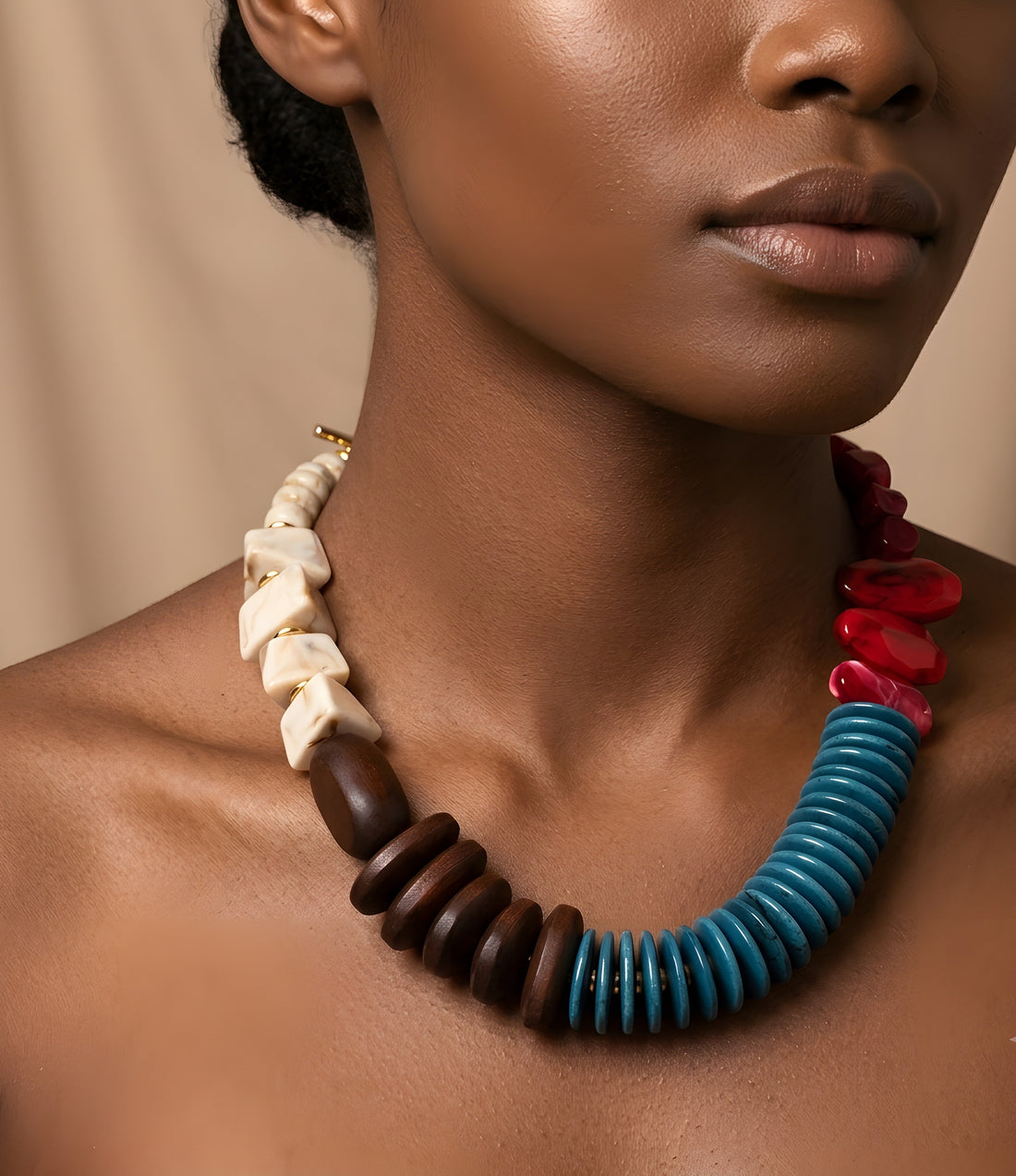 Multicolor Mixed Wooden Bead Acrylic Necklace