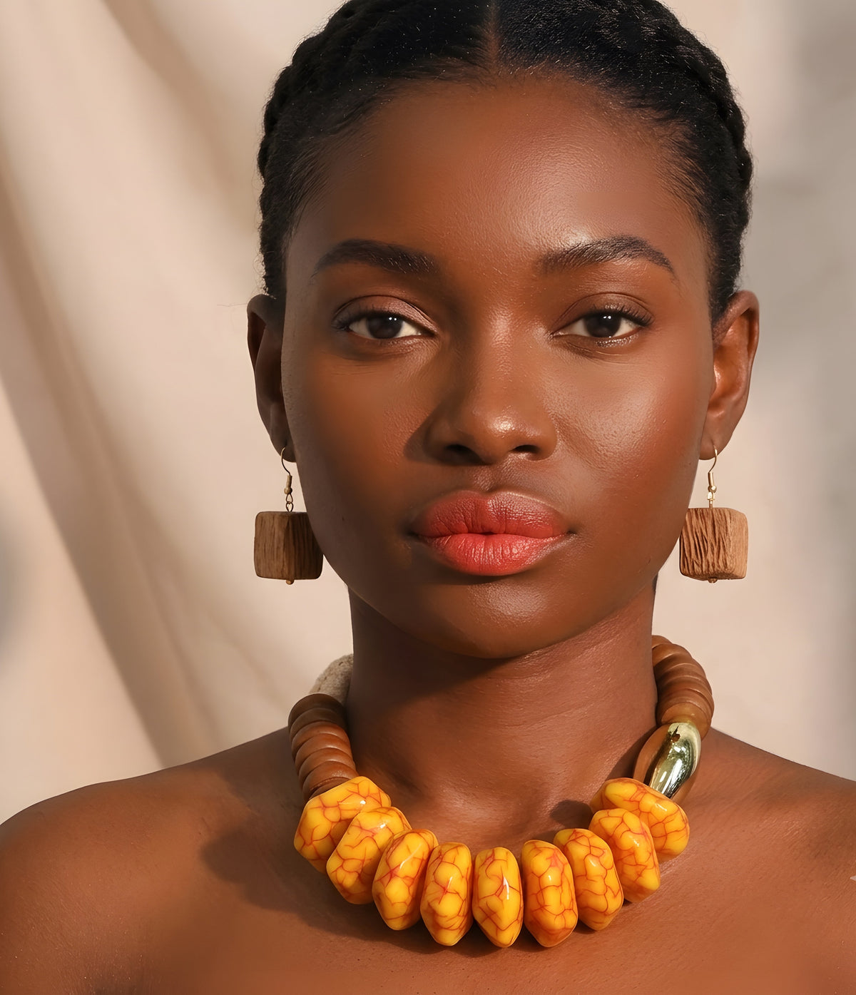 Handmade Irregular Acrylic Bead Necklace &amp; Earrings Set