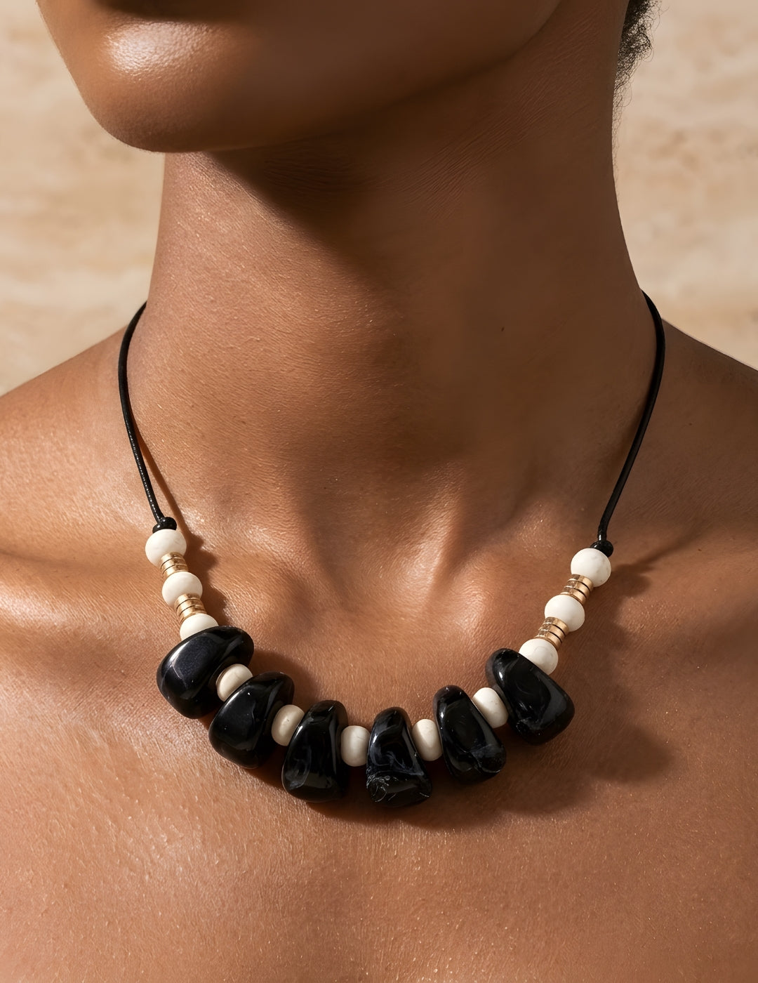 Black Beaded Statement Necklace