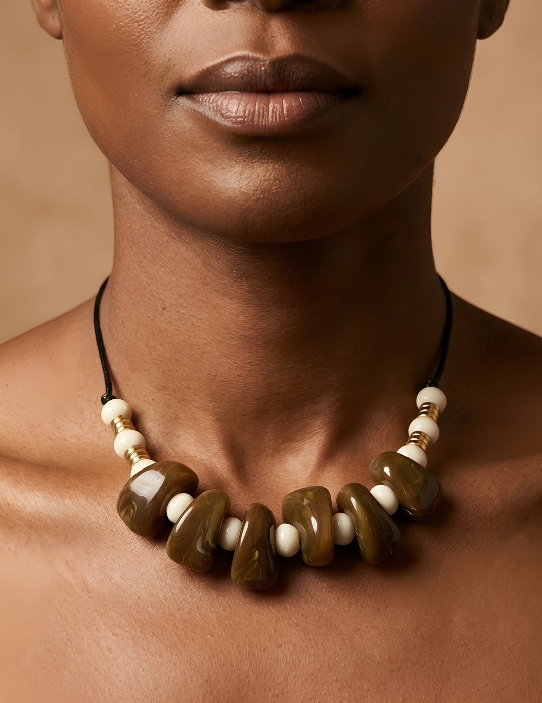 Brown Beaded Statement Necklace