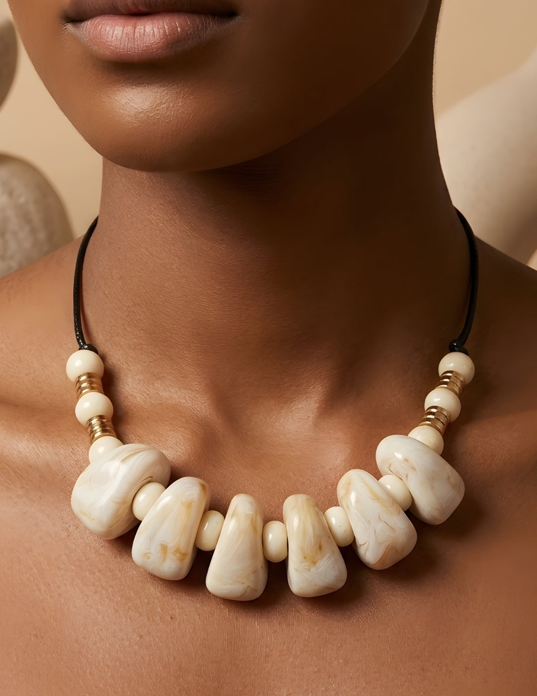 White Beaded Statement Necklace