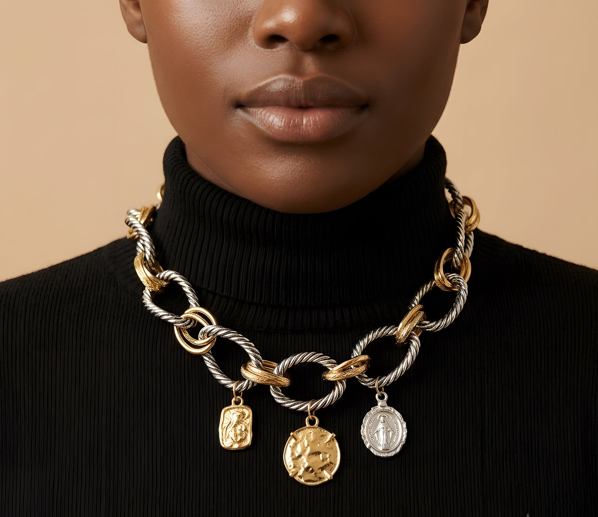 Vintage Metal Alloy Thick Chain Necklace