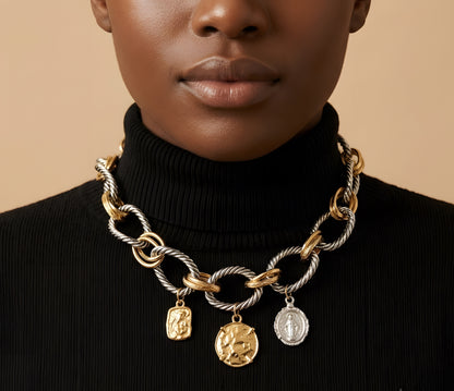 Vintage Metal Alloy Thick Chain Necklace