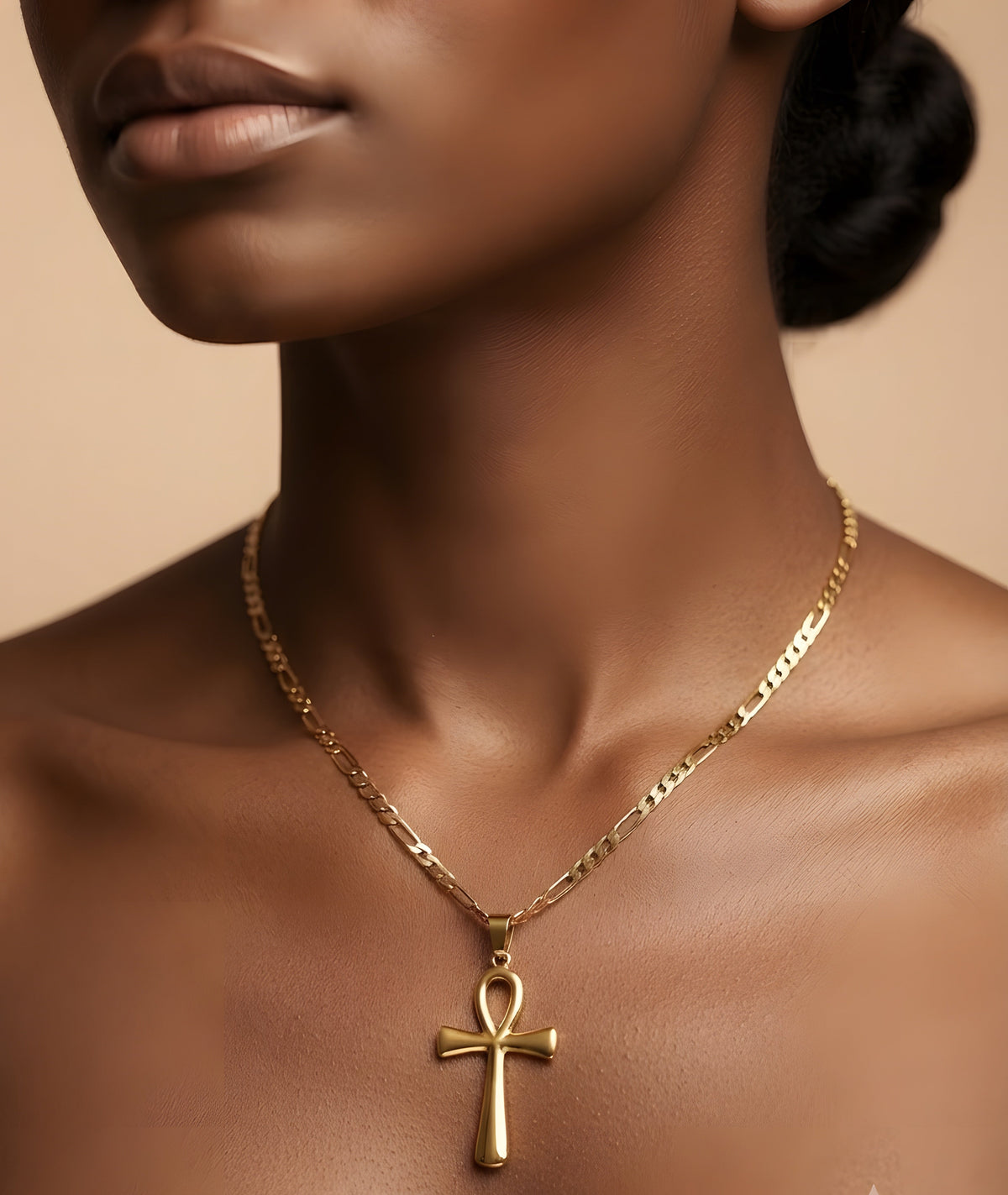 Gold-Tone Ankh Cross Pendant Necklace