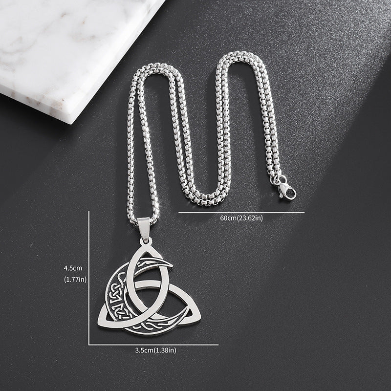 Stainless Steel Moon Crescent Pendant Necklace