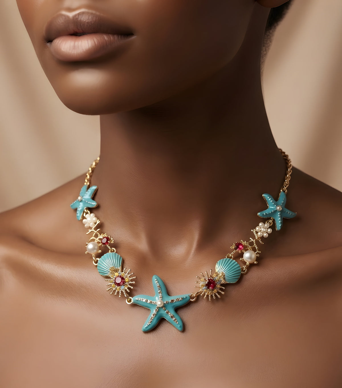 Starfish Shell Coral Necklace
