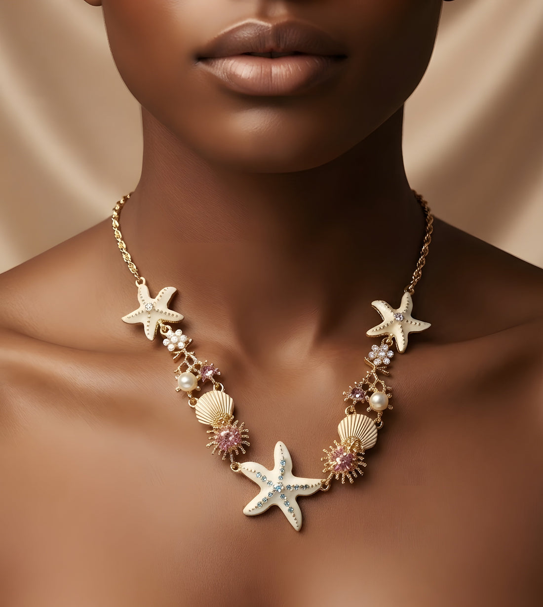 Starfish Shell Coral Necklace