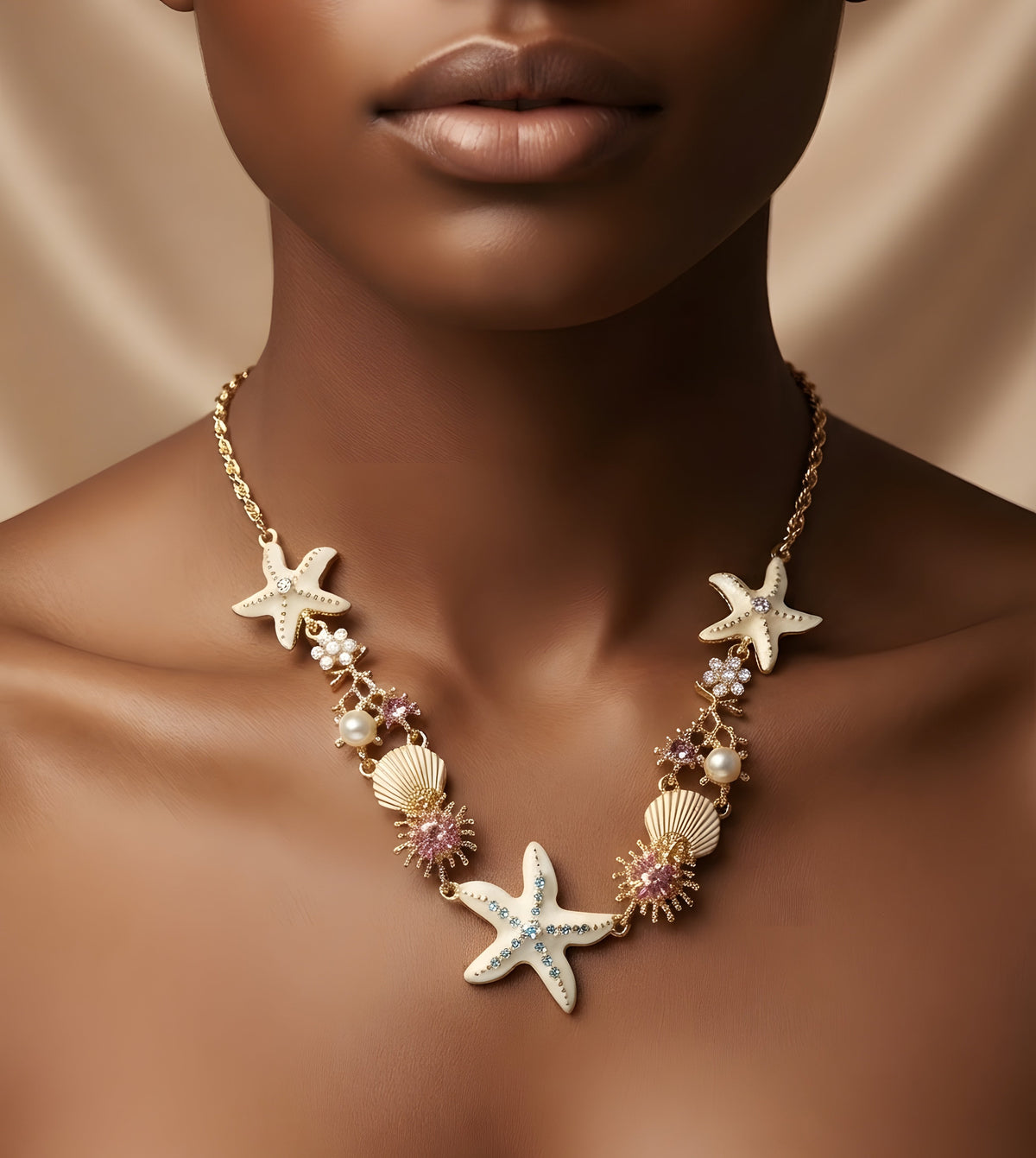 Starfish Shell Coral Necklace