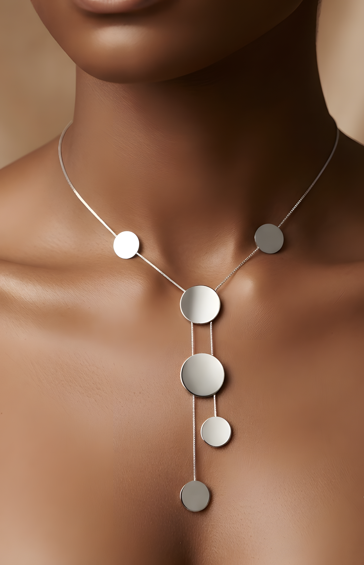 Geometric Round Necklace With a Smooth Brushed Surface