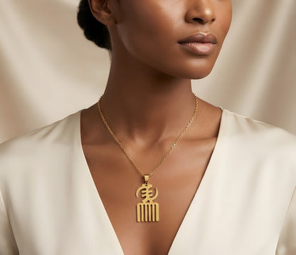 Gye Nyame Duane Adinkra Symbol Pendant Necklace