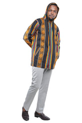 African print zipper hoodie for men 100% cotton
