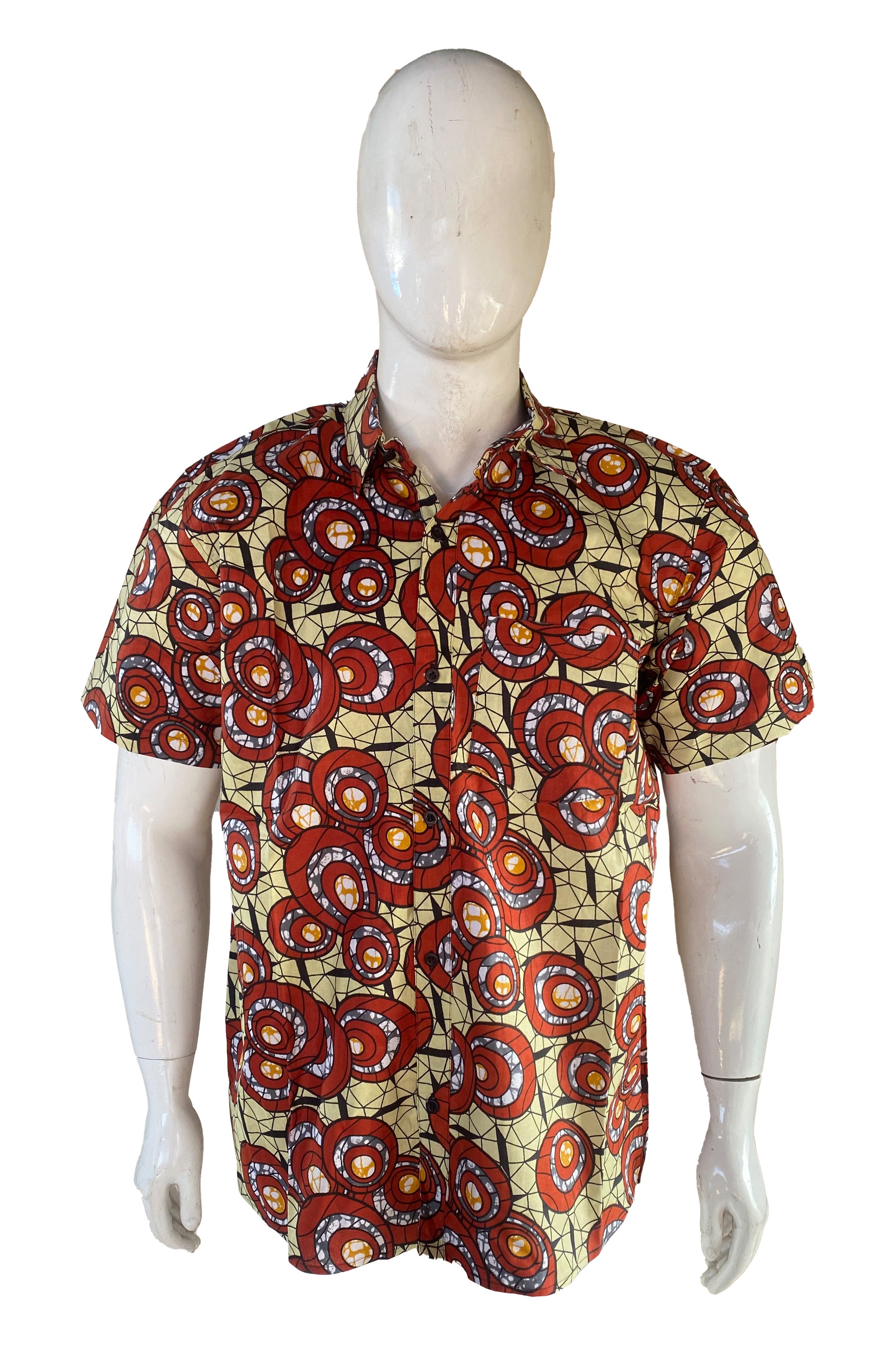 African Button Down Shirt for Men | Patch Pocket – Cotton Short Sleeve Top