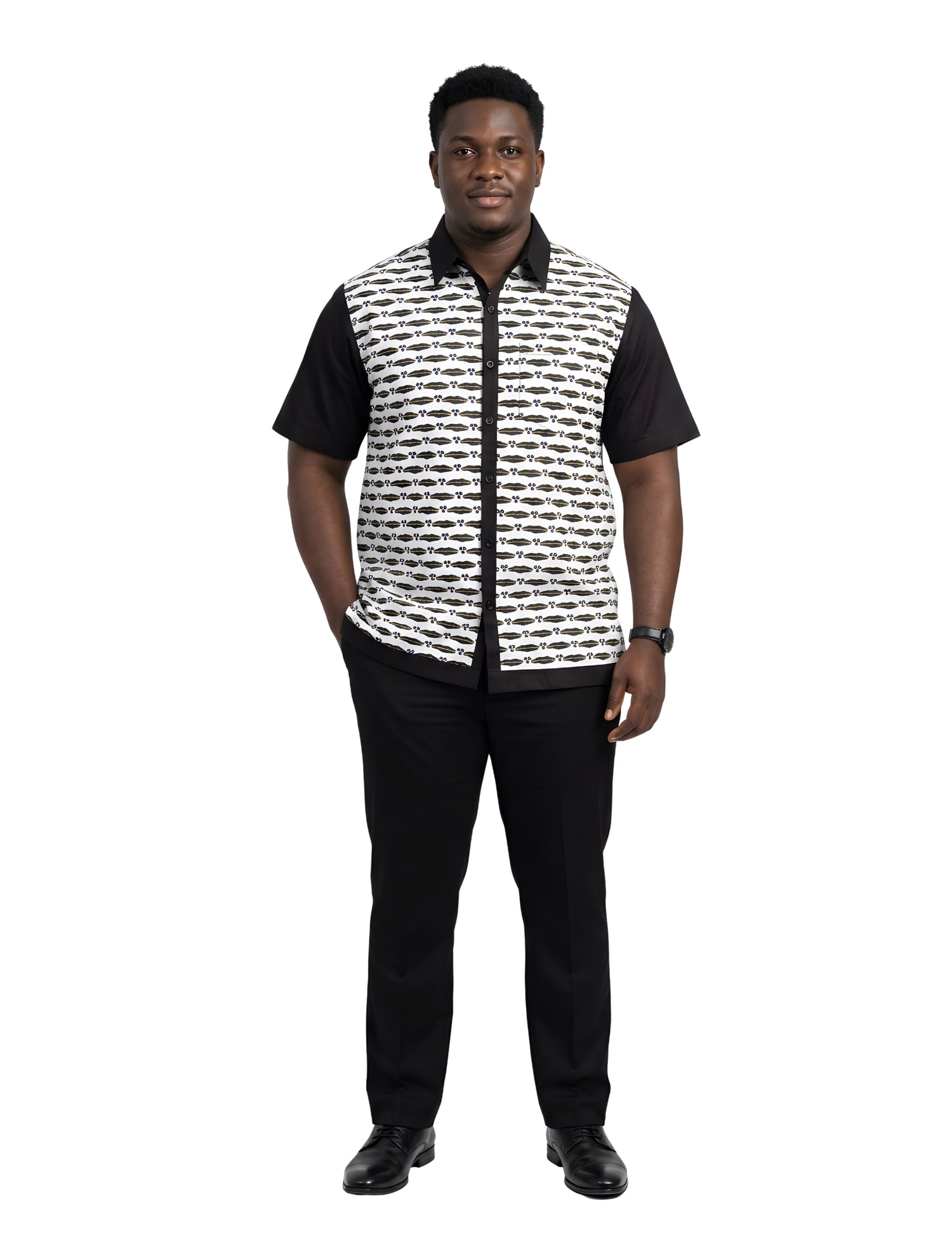 African Button Down Shirt for Men | Patch Pocket – Cotton Short Sleeve