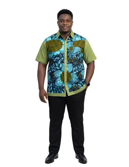 African Button Down Shirt for Men | Patch Pocket – Cotton Short Sleeve