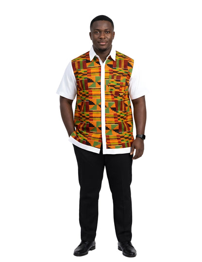 African Button Down Shirt for Men | Patch Pocket – Cotton Short Sleeve