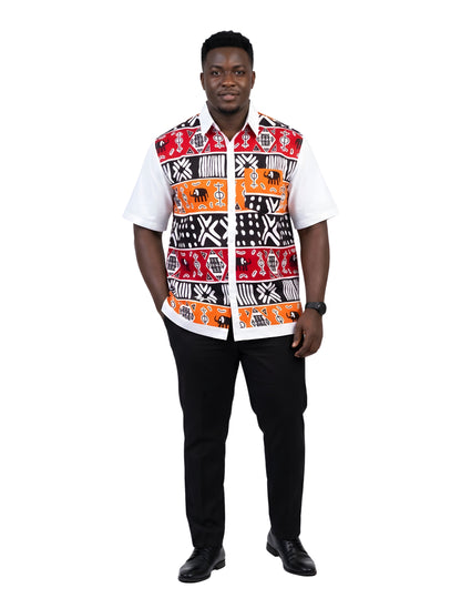 African Button Down Shirt for Men | Patch Pocket – Cotton Short Sleeve