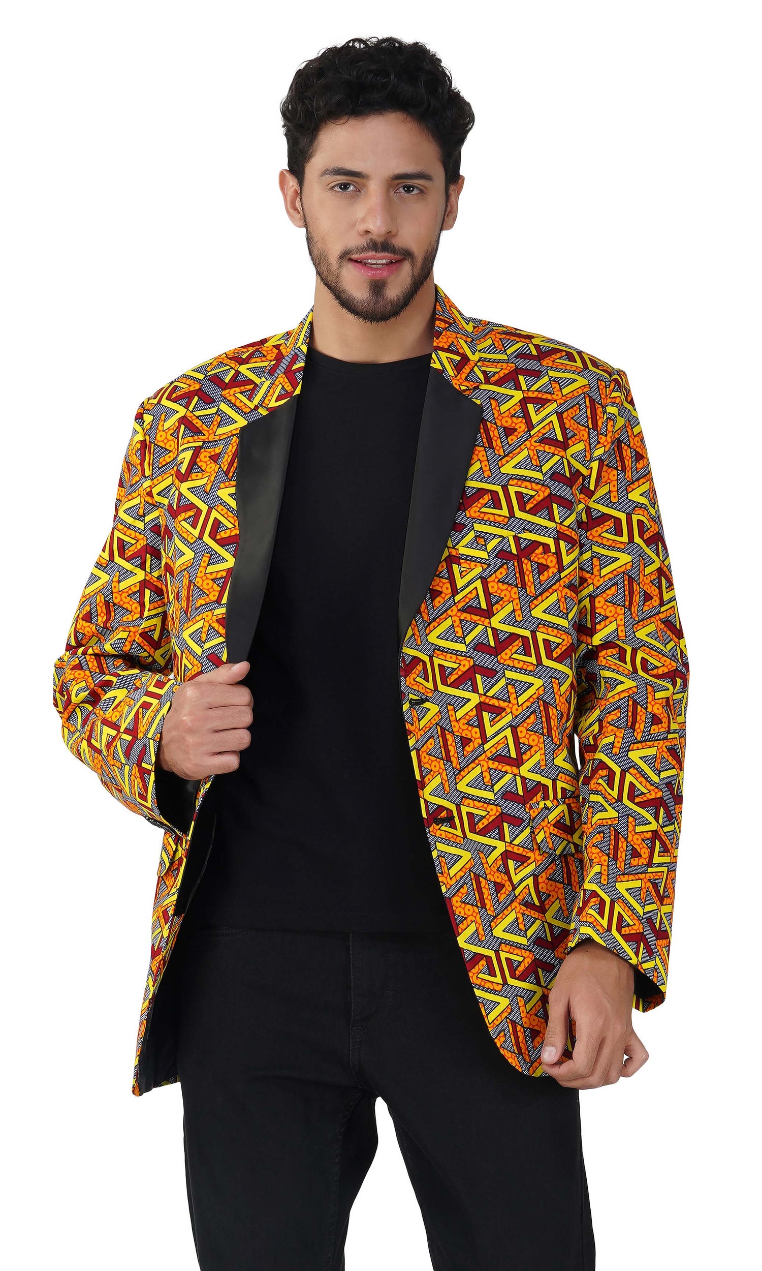 African Print Blazer Jacket for Men, 100% Cotton, Lined, Traditional Dashiki