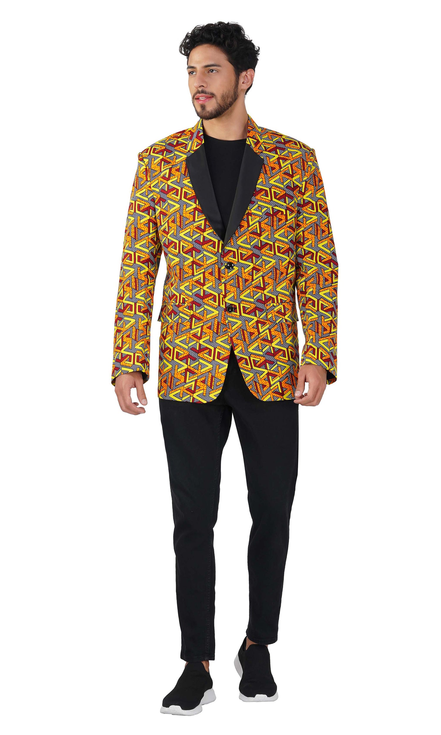 African Print Blazer Jacket for Men, 100% Cotton, Lined, Traditional Dashiki