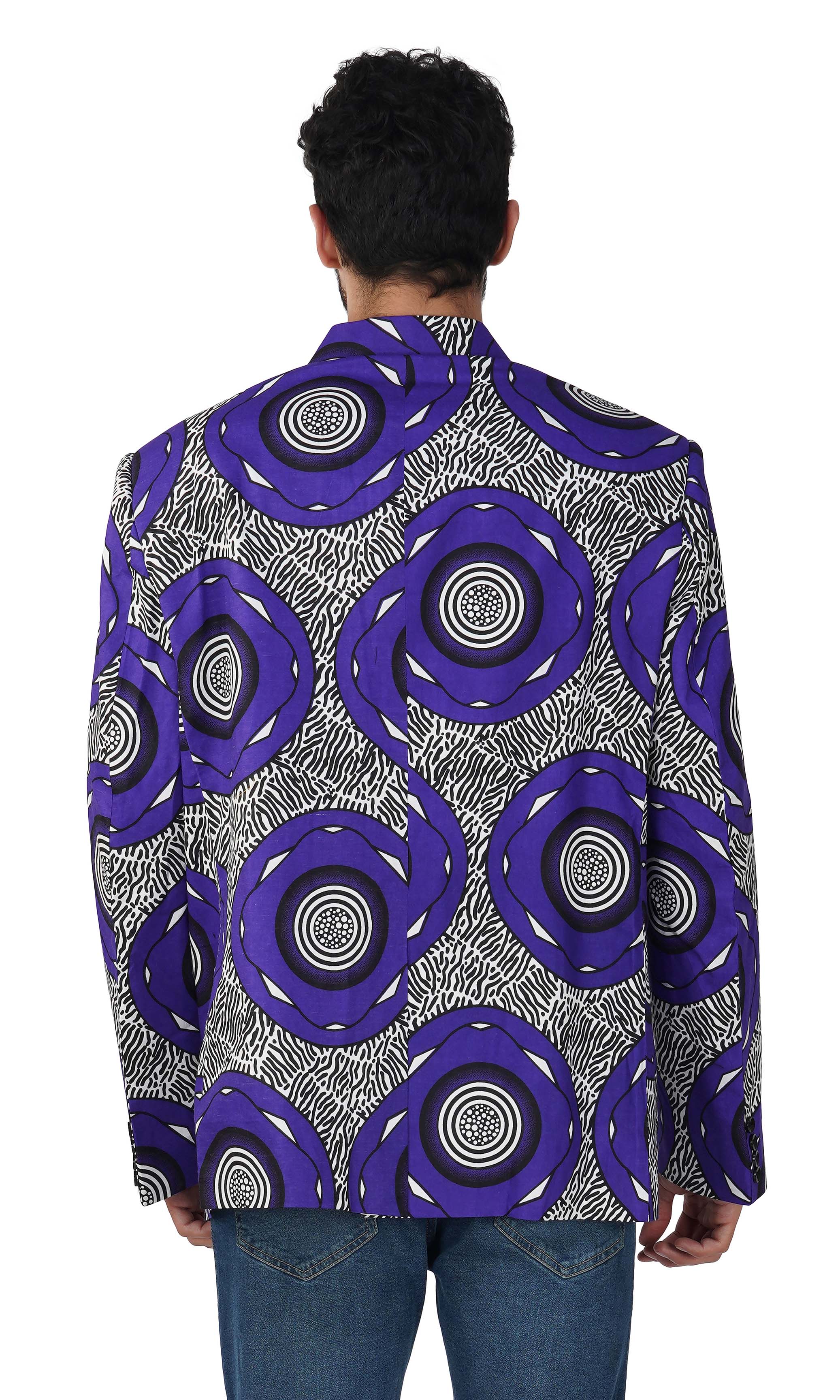 African Print Blazer Jacket for Men, 100% Cotton, Lined, Traditional Dashiki