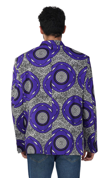 African Print Blazer Jacket for Men, 100% Cotton, Lined, Traditional Dashiki